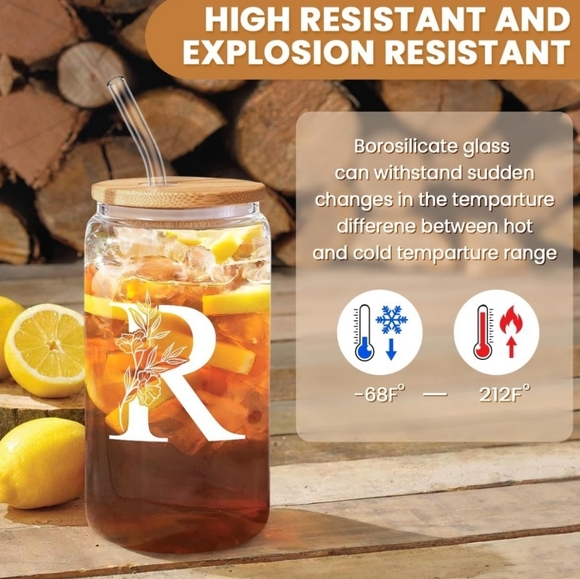 Monogrammed "R" Glass Cup - Picture 4 of 11